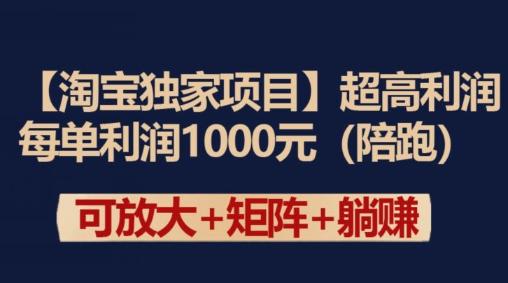 【淘宝独家项目】超高利润:每单利润1000元【揭秘】-大可网创