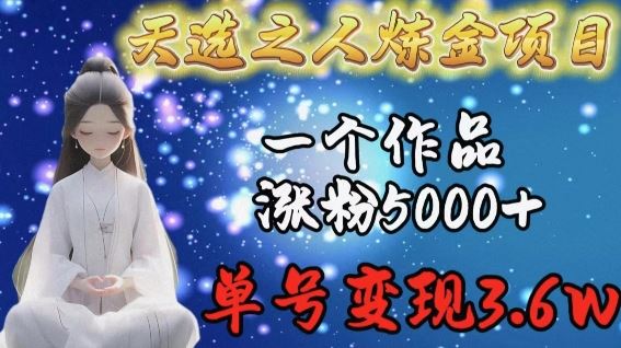 天选之人炼金项目,一个作品涨粉5000+,单号变现3.6w【揭秘】-大可网创