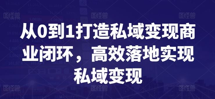 从0到1打造私域变现商业闭环,高效落地实现私域变现-大可网创