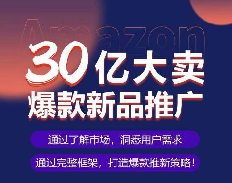 亚马逊·30亿大卖爆款新品推广,可复制、全程案例实操的爆款推新SOP-大可网创