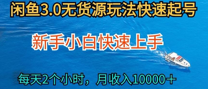 2024最新闲鱼无货源玩法,从0开始小白快手上手,每天2小时月收入过万【揭秘】-大可网创