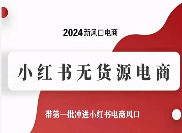 2024新风口电商,小红书无货源电商,带第一批冲进小红书电商风口-大可网创