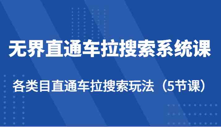 无界直通车拉搜索系统课-各类目直通车拉搜索玩法(5节课)-大可网创