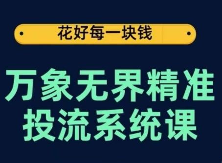 万象无界精准投流系统课,从关键词到推荐,从万象台到达摩盘,从底层原理到实操步骤-大可网创