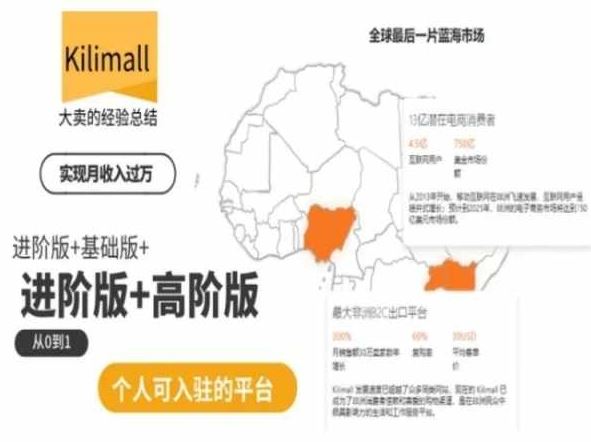 kilimall非洲电商培训,基础版+进阶版+高阶版,从0到1个人可入驻的平台