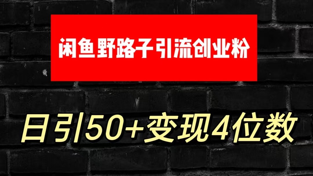大眼闲鱼野路子引流创业粉,日引50+单日变现四位数-大可网创