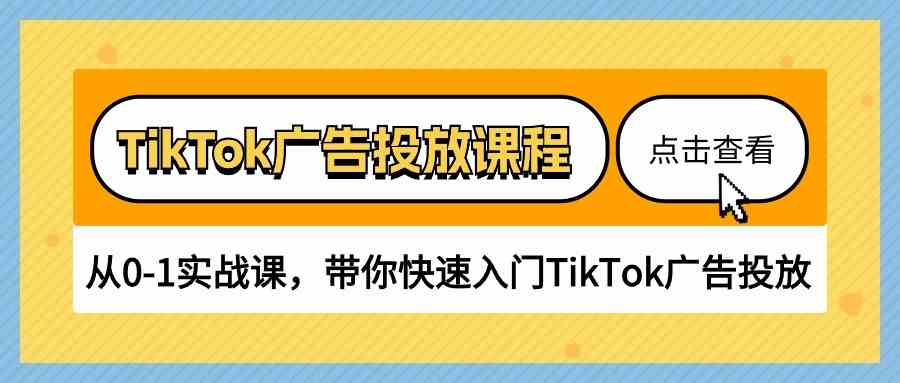 TikTok广告投放课程,从0-1实战课,带你快速入门TikTok广告投放(30节课)-大可网创