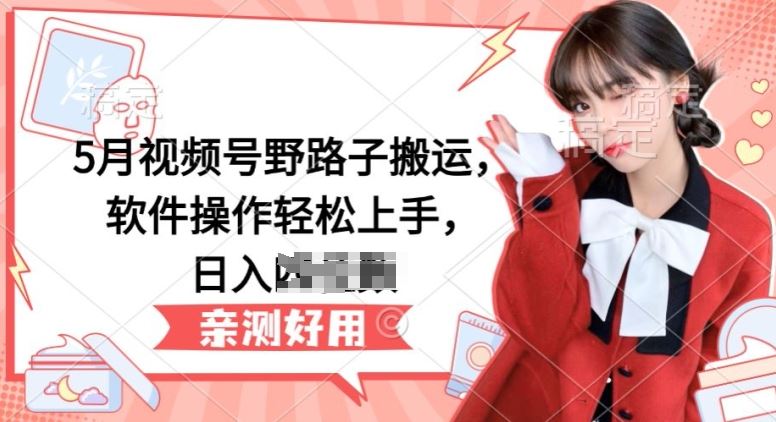 5月视频号野路子搬运,软件操作轻松上手,日入三位数【揭秘】-大可网创