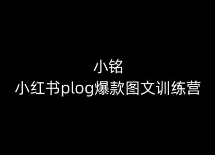 小铭-小红书plog爆款图文训练营,教你从0-1做小红书-大可网创
