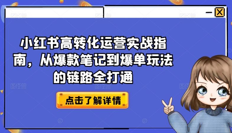 小红书高转化运营实战指南,从爆款笔记到爆单玩法的链路全打通-大可网创