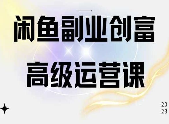 闲鱼电商运营高级课程,一部手机学会闲鱼开店赚钱-大可网创