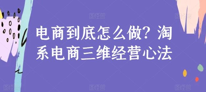 电商到底怎么做?淘系电商三维经营心法-大可网创