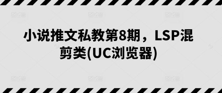小说推文私教第8期,LSP混剪类(UC浏览器)-大可网创