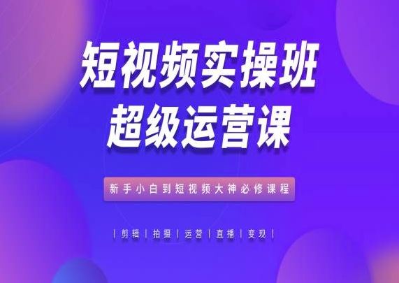 短视频实操班超级运营课,新手小白到短视频大神必修课程-大可网创