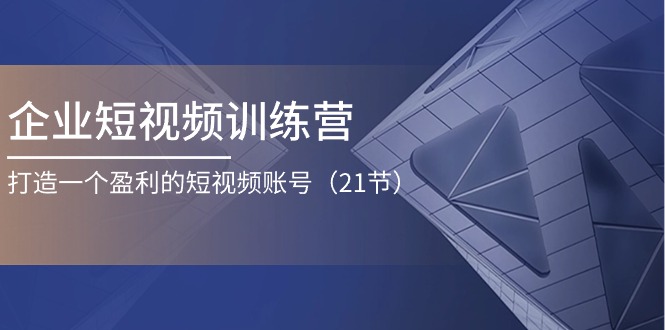 企业短视频训练营:打造一个盈利的短视频账号(21节)-大可网创