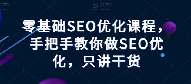 零基础SEO优化课程,手把手教你做SEO优化,只讲干货-大可网创