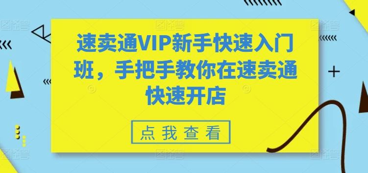 速卖通VIP新手快速入门班,手把手教你在速卖通快速开店-大可网创