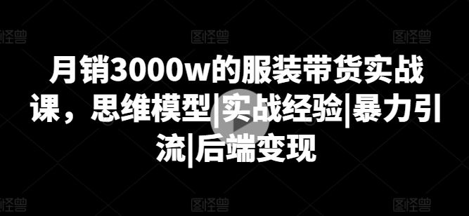 月销3000w的服装带货实战课,思维模型|实战经验|暴力引流|后端变现-大可网创