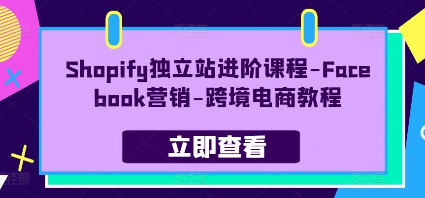 Shopify独立站进阶课程-Facebook营销-跨境电商教程-大可网创