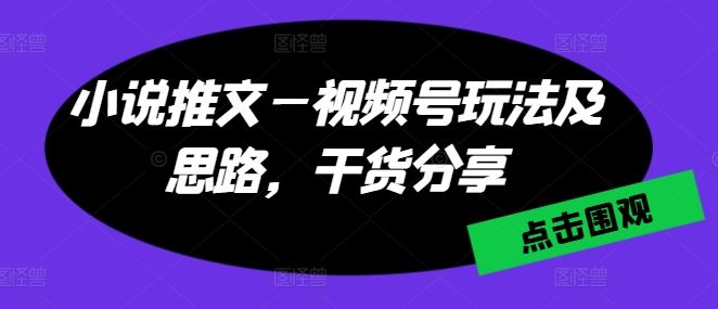 小说推文—视频号玩法及思路,干货分享-大可网创