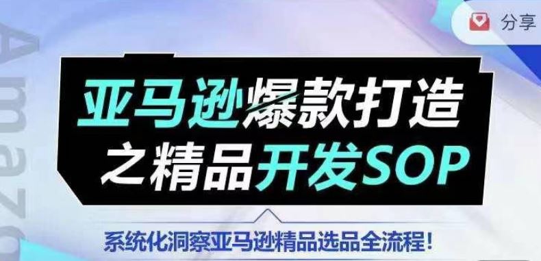 【训练营】亚马逊爆款打造之精品开发SOP,系统化洞察亚马逊精品选品全流程-大可网创