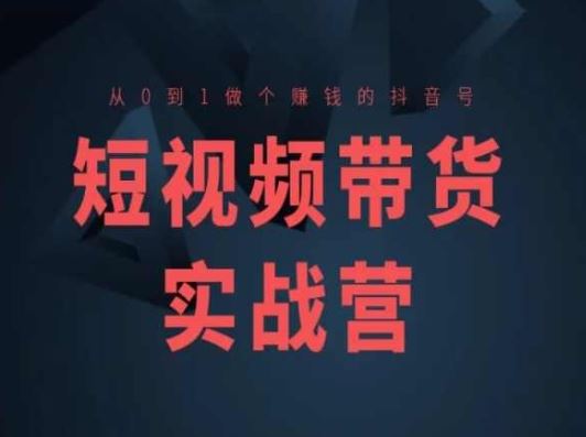 短视频带货实战营(高阶课),从0到1做个赚钱的抖音号-大可网创