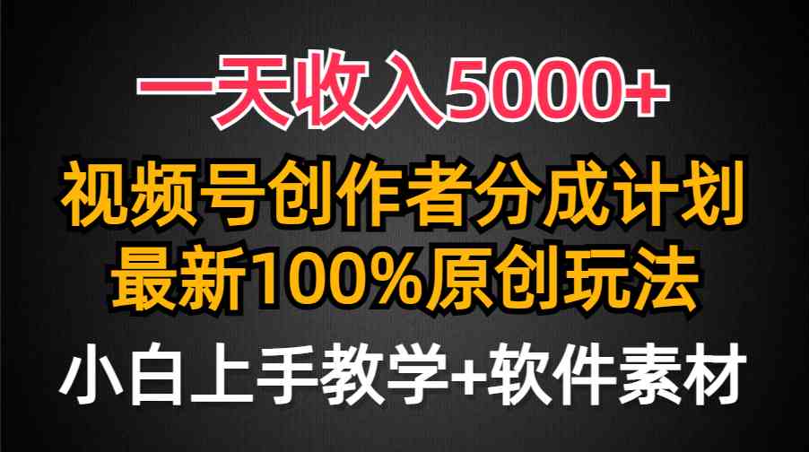 (9599期)一天收入5000+,视频号创作者分成计划,最新100%原创玩法,小白也可以轻…-大可网创
