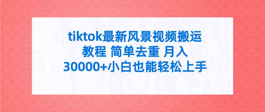 (9804期)tiktok最新风景视频搬运教程 简单去重 月入30000+附全套工具-大可网创