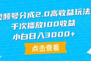 (9716期)视频号分成2.0高收益玩法,千次播放100收益,小白日入3000+-大可网创