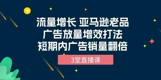 (10112期)流量增长 亚马逊老品广告放量增效打法,短期内广告销量翻倍(3堂直播课)-大可网创