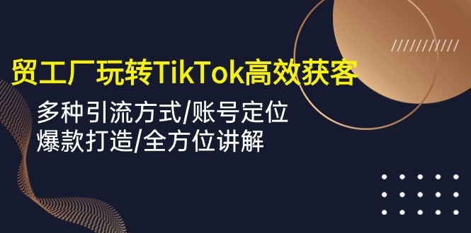 (10302期)外贸工厂玩转TikTok高效获客,多种引流方式/账号定位/爆款打造/全方位讲解-大可网创