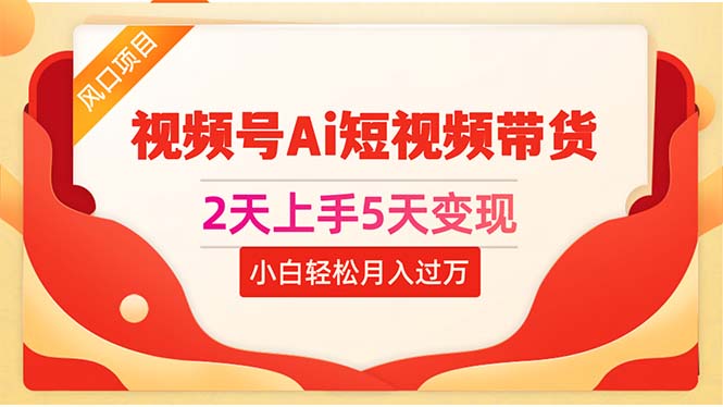 (10807期)2天上手5天变现视频号Ai短视频带货0粉丝0基础小白轻松月入过万-大可网创