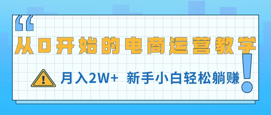 (11081期)从0开始的电商运营教学,月入2W+,新手小白轻松躺赚-大可网创