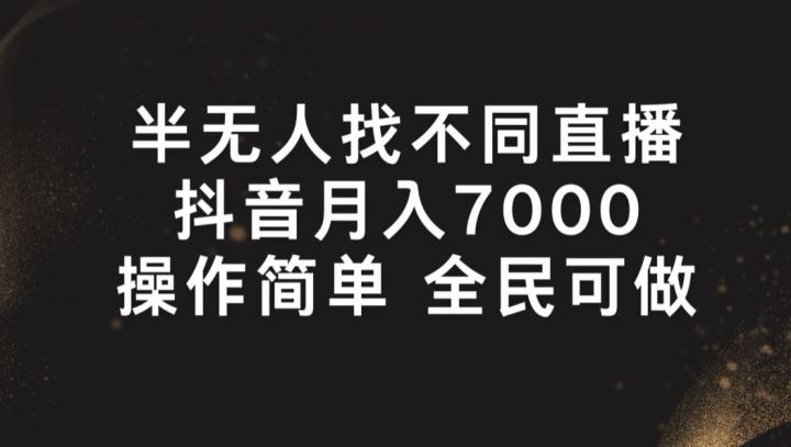 半无人找不同直播,月入7000+,操作简单 全民可做【揭秘】-大可网创