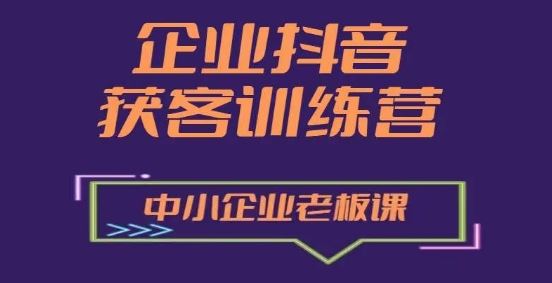 企业抖音营销获客增长训练营,中小企业老板必修课-大可网创