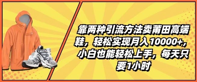 靠两种引流方法卖莆田高端鞋,轻松实现月入1W+,小白也能轻松上手,每天只要1小时【揭秘】-大可网创