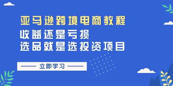 亚马逊跨境电商教程:收益还是亏损!选品就是选投资项目-大可网创