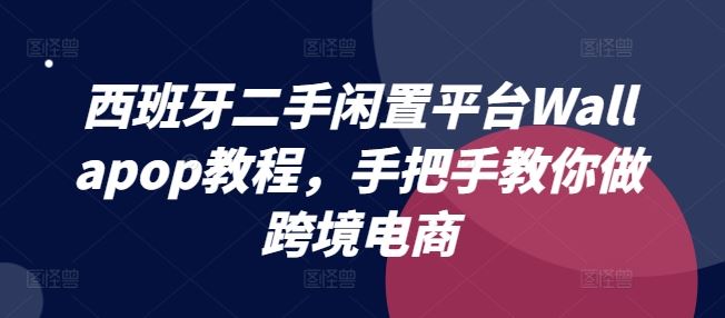 西班牙二手闲置平台Wallapop教程,手把手教你做跨境电商-大可网创