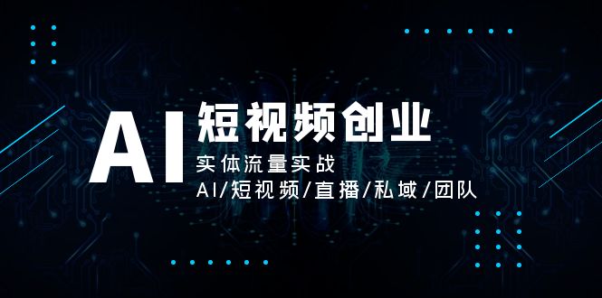 (11566期)AI短视频创业,实体流量实战,AI/短视频/直播/私域/团队-大可网创