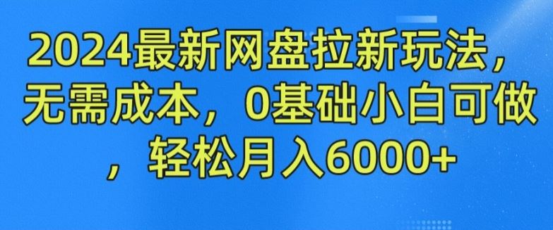 2024最新网盘拉新玩法,无需成本,0基础小白可做,轻松月入6000+【揭秘】-大可网创