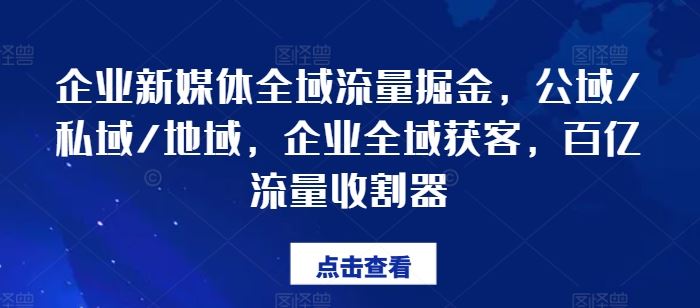 企业新媒体全域流量掘金,公域/私域/地域,企业全域获客,百亿流量收割器-大可网创