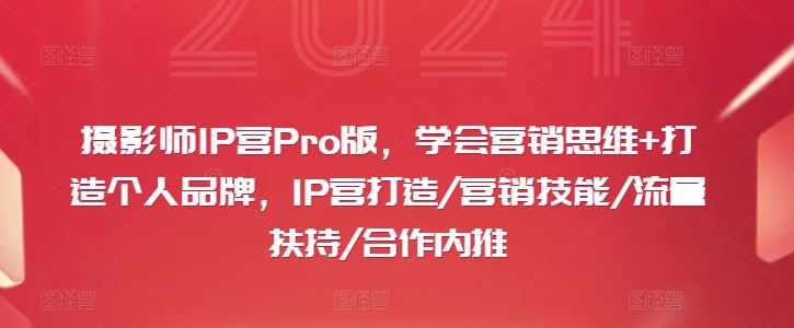 摄影师IP营Pro版,学会营销思维+打造个人品牌,IP营打造/营销技能/流量扶持/合作内推-大可网创