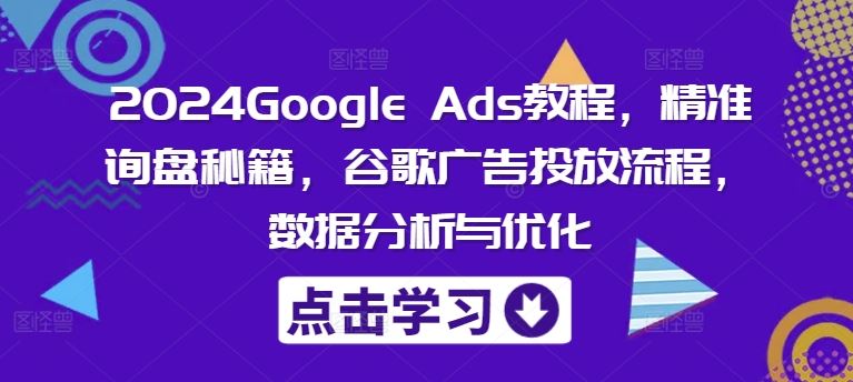 2024Google Ads教程,精准询盘秘籍,谷歌广告投放流程,数据分析与优化-大可网创