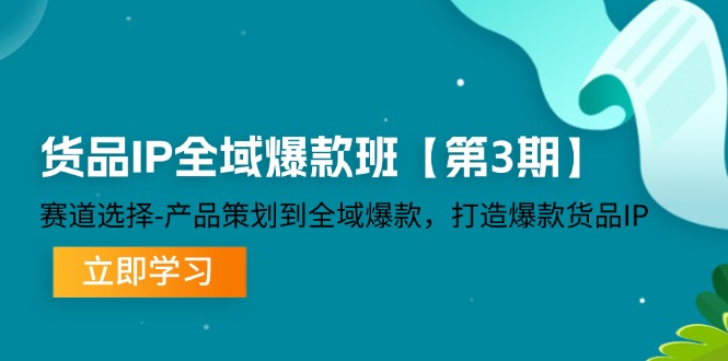 货品IP全域爆款班【第3期】赛道选择、产品策划到全域爆款,打造爆款货品IP-大可网创