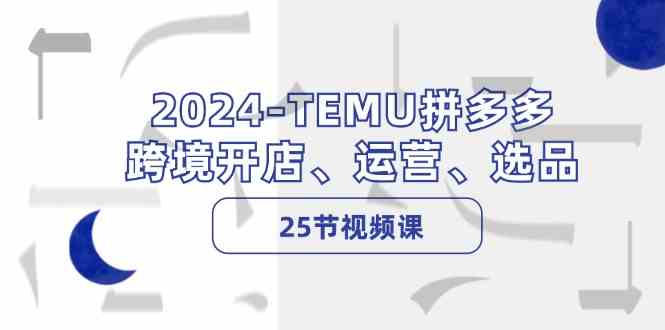 2024TEMU拼多多跨境开店、运营、选品(25节视频课)-大可网创