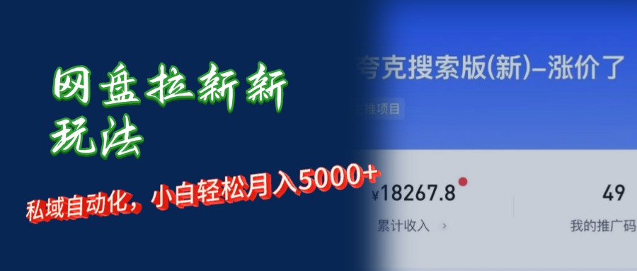 (12141期)网盘拉新+私域运营,小白轻松月入5000+!-大可网创