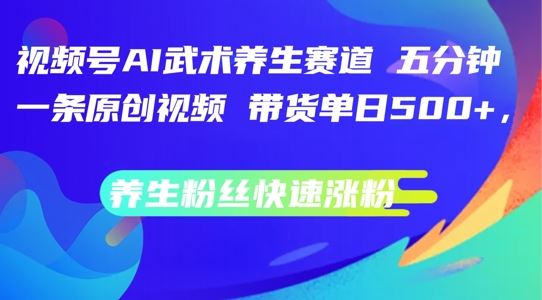 视频号AI武术养生赛道,五分钟一条原创视频,带货单日几张,养生粉丝快速涨粉【揭秘】-大可网创