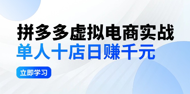 (12326期)拼多多虚拟电商实战:单人10店日赚千元,深耕老项目,稳定盈利不求风口-大可网创