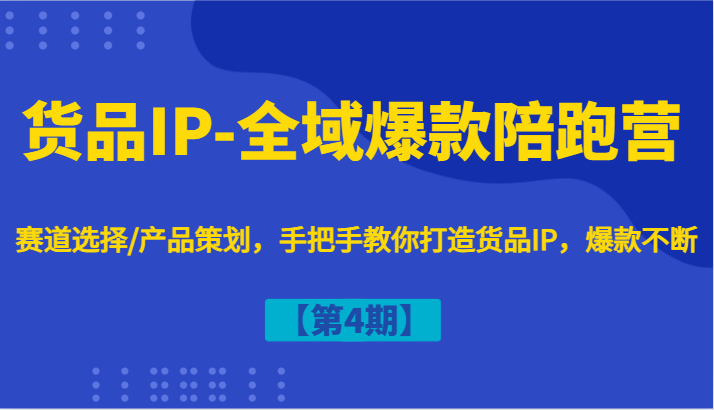 货品IP-全域爆款陪跑营【第4期】赛道选择/产品策划,手把手教你打造货品IP,爆款不断-大可网创