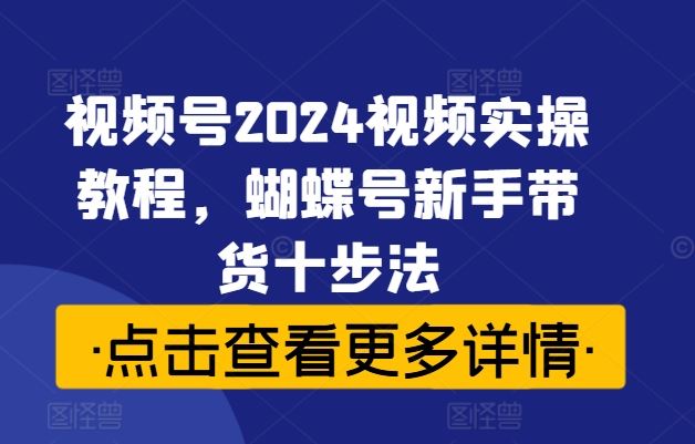 视频号2024视频实操教程,蝴蝶号新手带货十步法